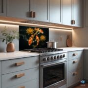 Koi Fish Glass Backsplash | Tempered UV Printed Kitchen Panel | Heat Resistant Wall Art with Lotus Flowers | Zen Home Decor by UVionArt - Image 5