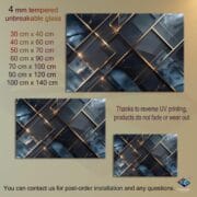 Geometric Marble Glass Backsplash | UV Printed Tempered Kitchen Panel | Gold & Navy Heat Resistant Stove Wall Art | Modern Decor - Image 2