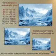 Glacier Landscape Glass Backsplash | UV Printed Tempered Panel | Arctic Nature Wall Art for Kitchen | Ice Blue Heat Resistant Decor - Image 2