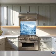 Glacier Landscape Glass Backsplash | UV Printed Tempered Panel | Arctic Nature Wall Art for Kitchen | Ice Blue Heat Resistant Decor - Image 8