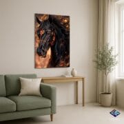 Fiery Black Horse Glass Wall Art | UV Printed Tempered Panel | Majestic Flame Horse Home Decor | Bold Vertical Statement Piece by UVionArt - Image 4