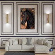 Fiery Black Horse Glass Wall Art | UV Printed Tempered Panel | Majestic Flame Horse Home Decor | Bold Vertical Statement Piece by UVionArt - Image 2