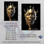 Golden Liquid Face Glass Wall Art | UV Printed Abstract Portrait | Luxury Tempered Glass Panel | Modern Bold Home Decor by UVionArt - Image 10