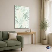 Minimal Botanical Leaf Glass Wall Art | UV Printed Tempered Panel | Soft Green Modern Nature Decor | Eco-Inspired Vertical Artwork - Image 4