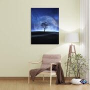 Moonlight Tree Glass Wall Art | UV Printed Night Landscape | Full Moon Silhouette Tempered Glass Panel | Dreamy Nature Home Decor - Image 5