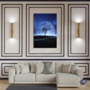 Moonlight Tree Glass Wall Art | UV Printed Night Landscape | Full Moon Silhouette Tempered Glass Panel | Dreamy Nature Home Decor - Image 2