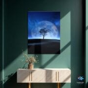 Moonlight Tree Glass Wall Art | UV Printed Night Landscape | Full Moon Silhouette Tempered Glass Panel | Dreamy Nature Home Decor - Image 8