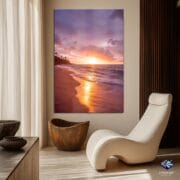 Sunset Beach Glass Wall Art | UV Printed Ocean Landscape Panel | Golden Hour Coastal Tempered Glass | Tranquil Tropical Home Decor - Image 4
