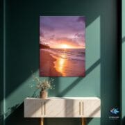 Sunset Beach Glass Wall Art | UV Printed Ocean Landscape Panel | Golden Hour Coastal Tempered Glass | Tranquil Tropical Home Decor - Image 8