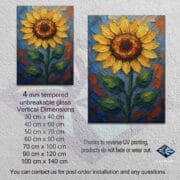 Sunflower Glass Wall Art | UV Printed Tempered Panel | Textured Oil Painting Style Floral Artwork | Vibrant Nature Home Decor - Image 10