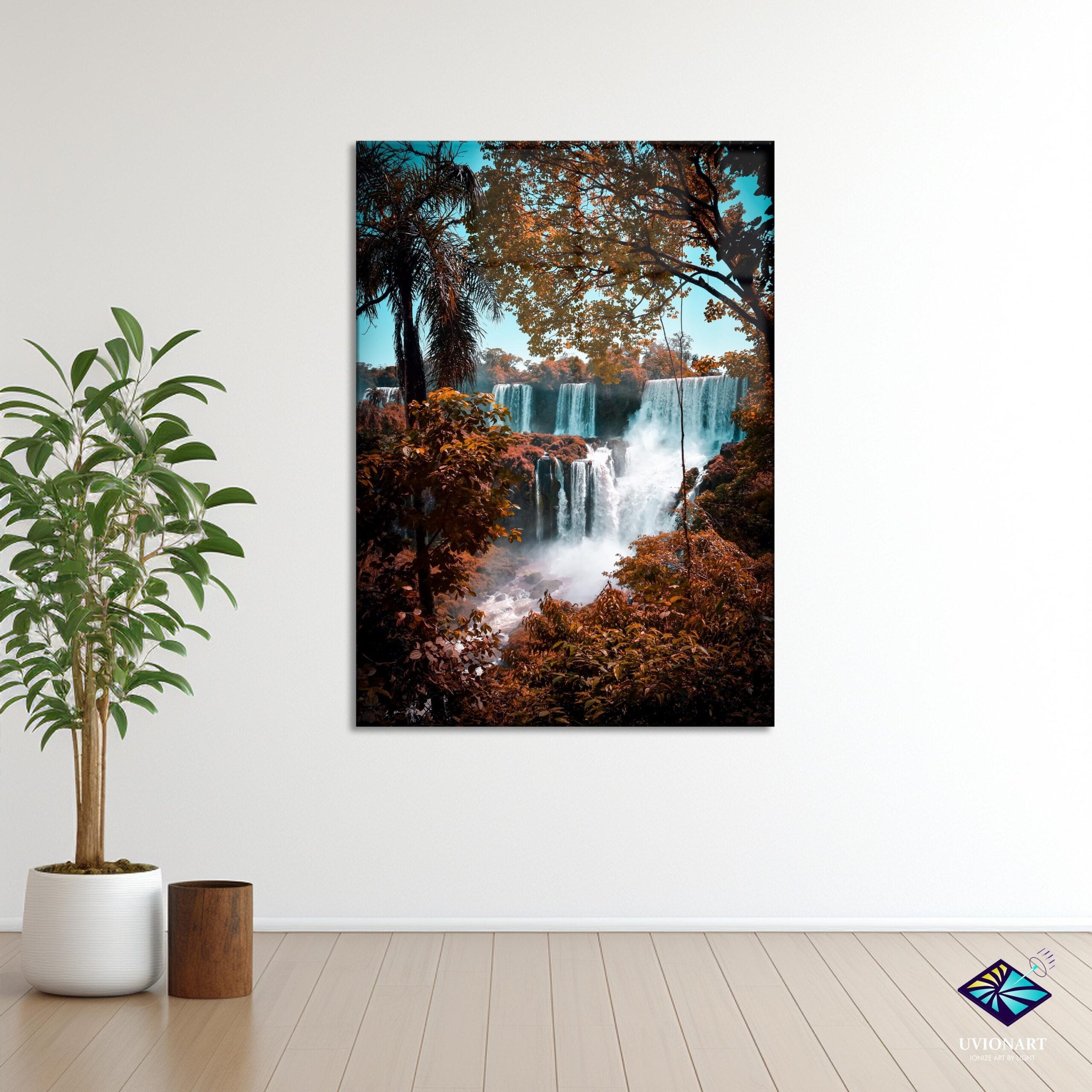 il_fullxfull.7092421861_lh47.jpg Waterfall Forest Glass Wall Art | UV Printed Tropical Nature Scene | Lush Jungle Landscape Panel | Tempered Glass Home Decor by UVionArt - Image 1