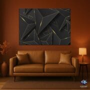Black Geometric Glass Wall Art | UV Printed Abstract Gold Line Design | Modern Luxury Tempered Panel | Bold Horizontal Home Decor - Image 5