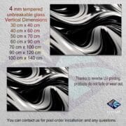 Black and Silver Fluid Glass Wall Art | UV Printed Abstract Waves | Modern Glossy Tempered Panel | Luxury Metallic Look Home Decor - Image 2