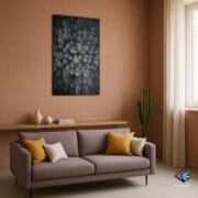 Gold Botanical Pattern Glass Wall Art | UV Printed Dark Floral Design | Elegant Tempered Vertical Panel | Luxury Nature-Inspired Decor - Image 6