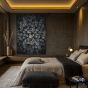 Gold Botanical Pattern Glass Wall Art | UV Printed Dark Floral Design | Elegant Tempered Vertical Panel | Luxury Nature-Inspired Decor - Image 5