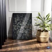 Gold Botanical Pattern Glass Wall Art | UV Printed Dark Floral Design | Elegant Tempered Vertical Panel | Luxury Nature-Inspired Decor - Image 3