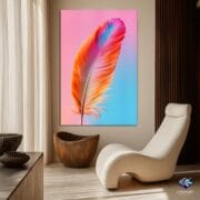 Colorful Feather Glass Wall Art | UV Printed Tempered Panel | Pastel Pink Blue Gradient Decor | Soft Boho Modern Home Wall Accent - Image 4
