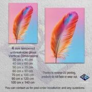 Colorful Feather Glass Wall Art | UV Printed Tempered Panel | Pastel Pink Blue Gradient Decor | Soft Boho Modern Home Wall Accent - Image 10