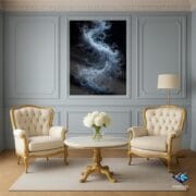 Abstract Cosmic Flow Glass Wall Art | UV Printed Energy Swirl Design | Black Tempered Glass Panel | Modern Sci-Fi Home Decor - Image 7
